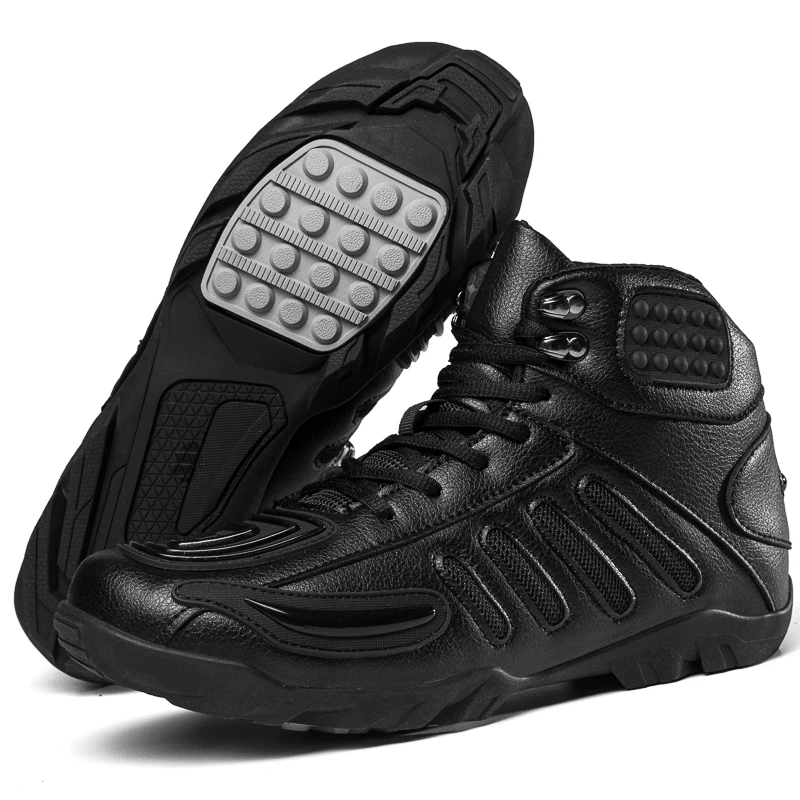 

Men's motorcycle shoes speed, flat-bottomed, non-slip sneakers, racing cycling shoes, lace-up shoes, toe anti-wear design