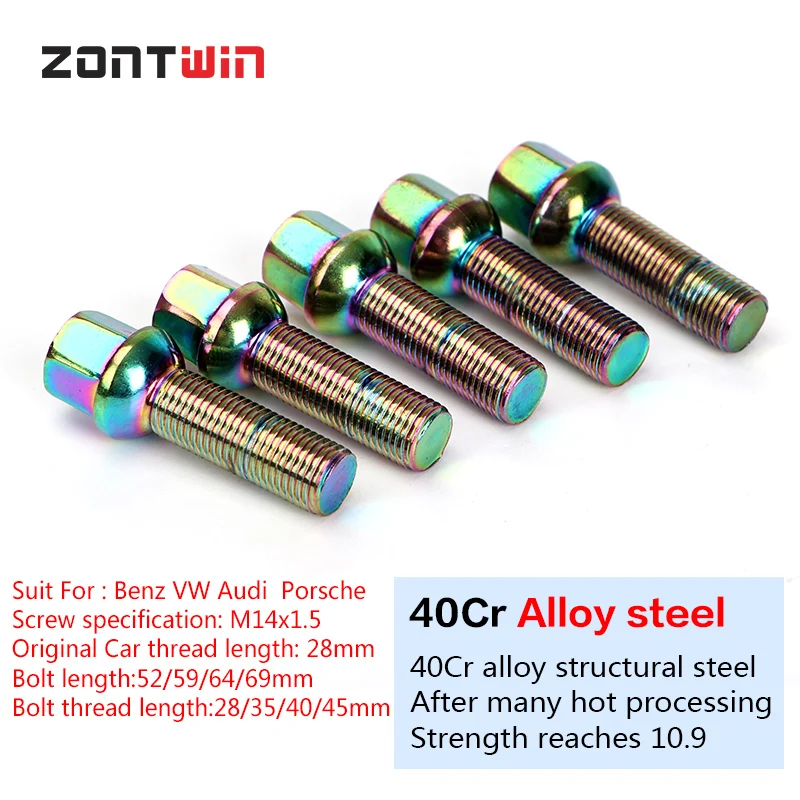 Болты для колес из сплава гайки винты радиус сиденья Benz VW Audi Porsche длина резьбы
