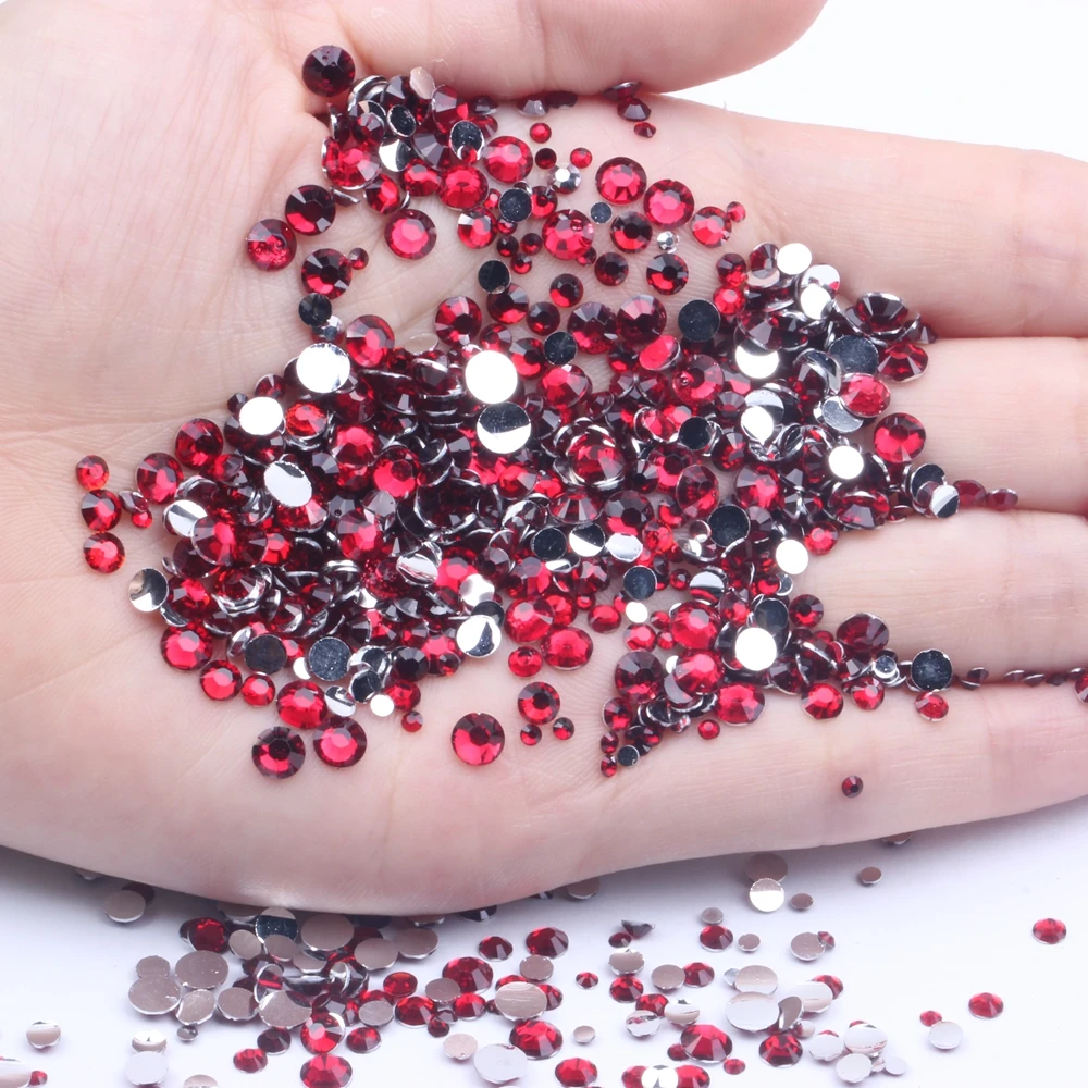 

Resin Rhinestones Dark Red 500/1000pcs 2-6mm Round Flatback Non Hotfix Glue On Beads For Jewelry Making Accessories DIY
