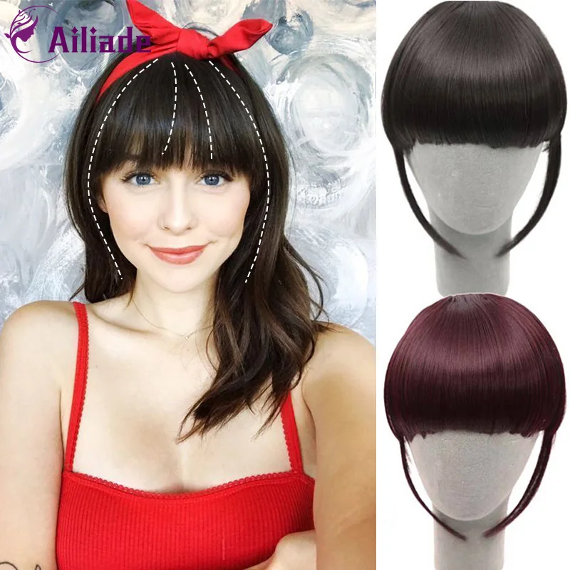 Искусственная челка AILIADE накладные волосы из высокотемпературного