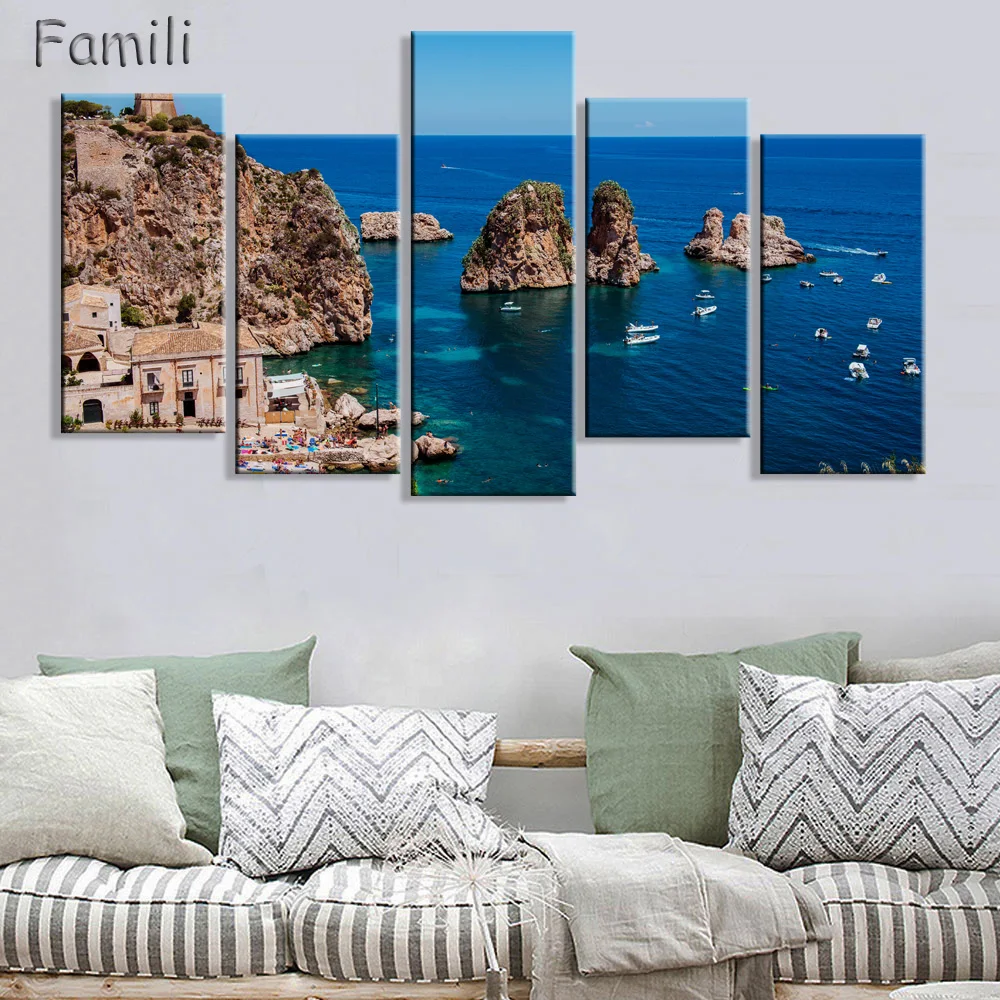 

Fashion Canvas Painting Wall Art Print 5 Panel Famous Building Italy Building Landscape Home Decor Picture For Living Room,poste