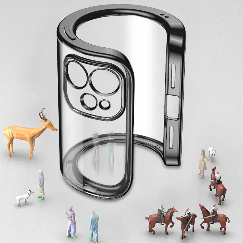 

Luxury Plating Square frame Transparent Case For iPhone 11 12Pro Max X XS XR 7 8 Plus Cases Slim Soft TPU Clear Protection Cover