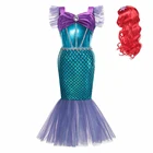 Детский костюм Русалочки, вечерние ное летнее пляжное платье принцессы для девочек, изящная сказочная одежда
