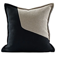 dunxdeco cushion cover decorative pillow case modern simple luxury ivory black patchwork blend fabric sofa chair bedding coussin