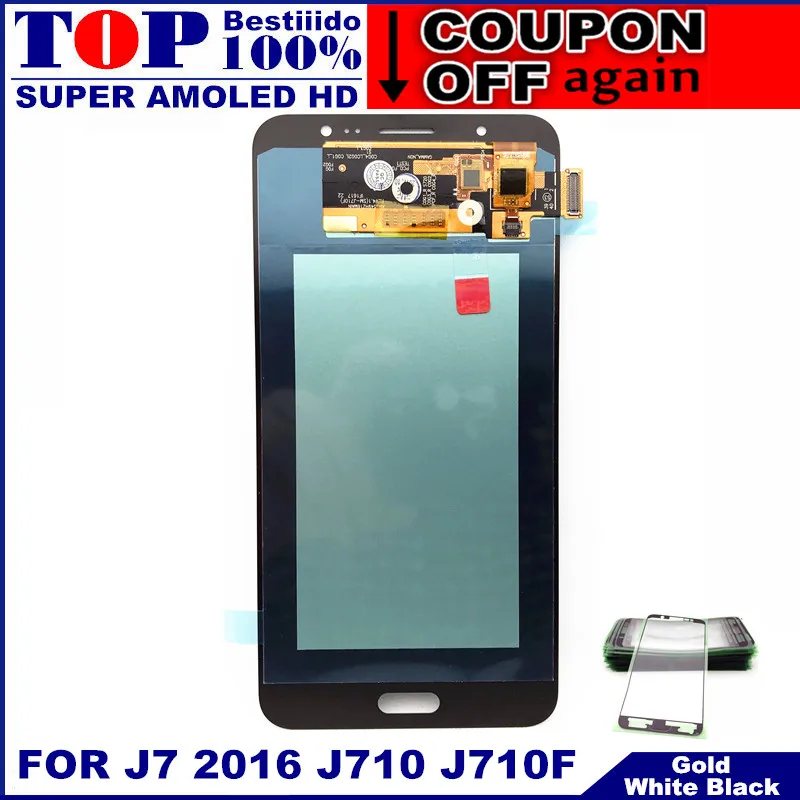 Для Samsung Galaxy J7 j710 J710F J710FN J710M J710Y ЖК-дисплей Дисплей активно-матричные осид, ЖК-дисплей s кодирующий преобразователь сенсорного экрана в сборе Замена