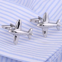 10 pairs fashion plane cufflink for pilot silver plated airplane shape high quality cuff links for wedding party christmas gift