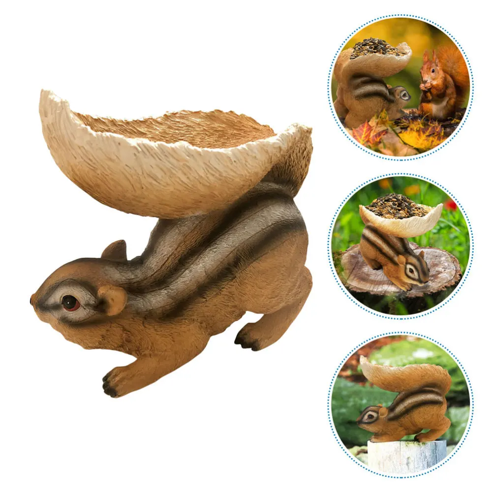 

1Pc Cartoon Squirrel Shaped Adornment Creative Resin Garden Ornament Chic Feeder