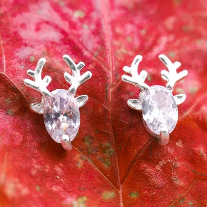 

Cute Christmas Crystal Elk Stud Earrings for Women Rhinestone Animal Earrings Christmas Festival New Year Jewelry Gift