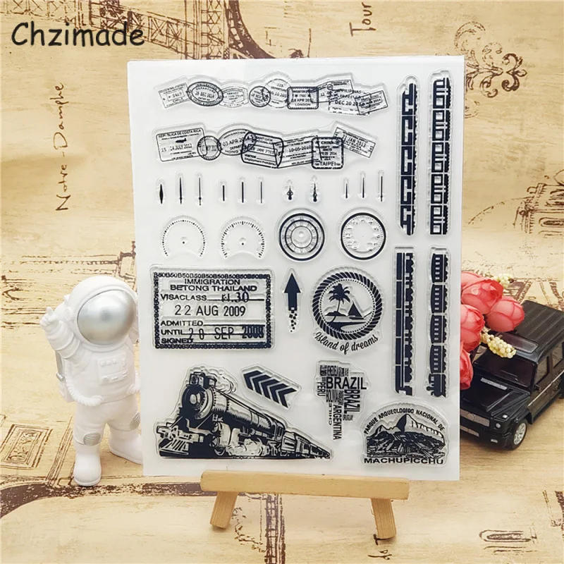 

Прозрачный силиконовый штамп Chzimade, винтажный поезд для скрапбукинга, фотоальбома, декоративные прозрачные штампы