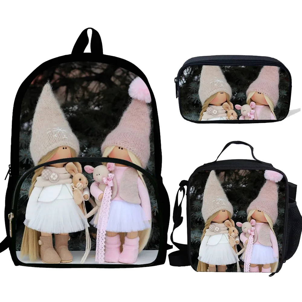 Cusotm 3 шт школьные сумки набор для студентов ткань кукла Печать школьная сумка