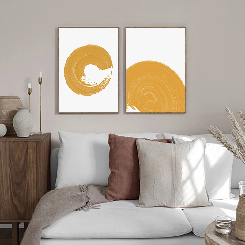 Абстрактная Картина на холсте оранжевый круг йога дзен плакат для медитации и