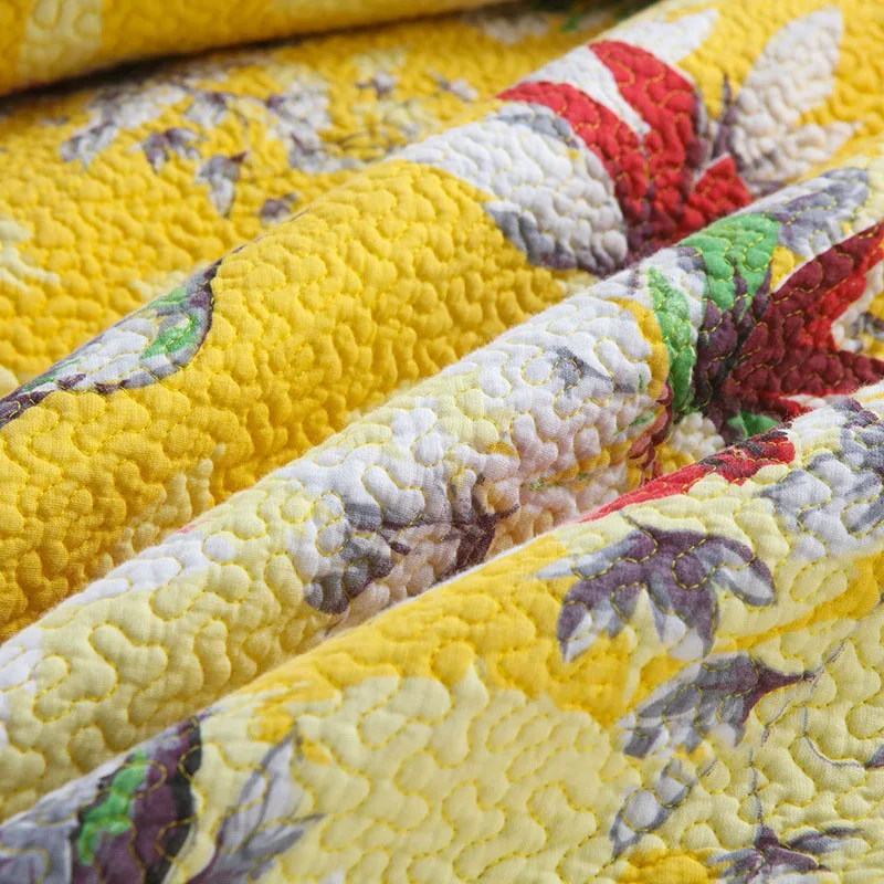Prezzo Trapunta In Cotone CHAUSUB 3 Pezzi Copriletto Stampa Gialla Sul Copriletto Federa Copriletto Matrimoniale Coperta Estiva Per Letto Matrimoniale