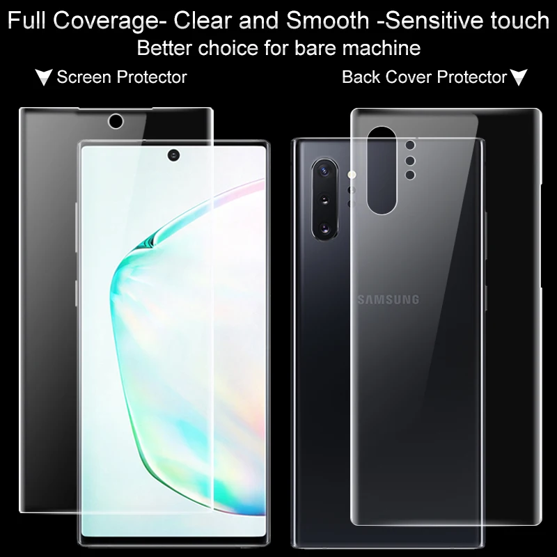 Imak гидрогель пленка для samsung Galaxy Note 10 плюс сзади спереди Экран защитный прозрачный Олеофобное