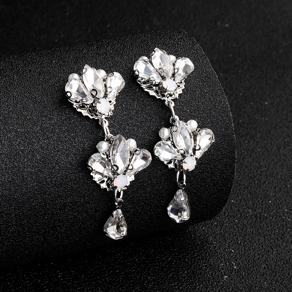 Silver Pearl Earrings Fashionable Baroque Set with Diamonds Court Style Female Jewelry ECL | Украшения и аксессуары