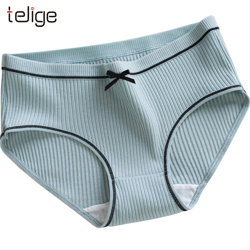 Хлопковые трусики в полоску новинка 2019 Трусики средней посадки женские