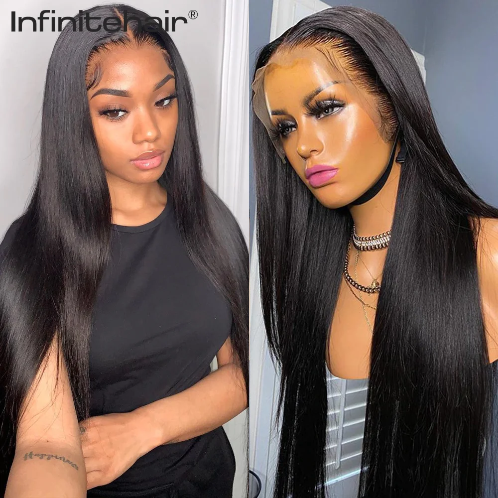 Silky Straight Middle Part 13*1 T Part Lace Front 150% Density Human Hair Wigs Remy Brazilian Hair Pre Plucked Lace Wig