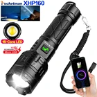Суперъяркая светодиодсветильник фонарик XHP160 с зарядкой от USB, масштабируемый фонарь с электрическим дисплеем, портативный фонарь для кемпинга, Рабочая лампа Waterprof