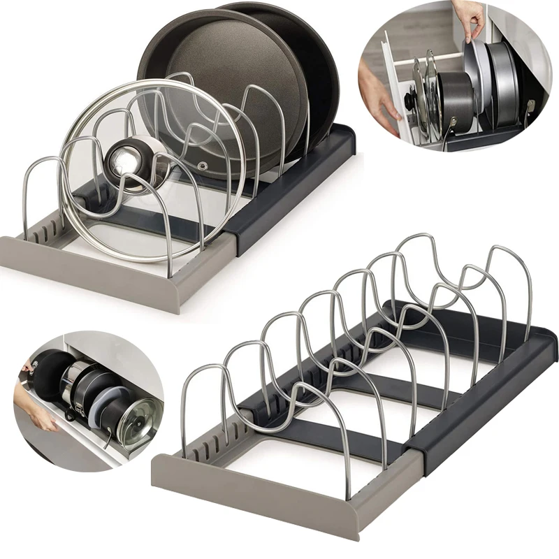 

Выдвижная полка для крышек кастрюль из нержавеющей стали, ложка, сковорода, крышка, полка, многофункциональное устройство для сушки посуды