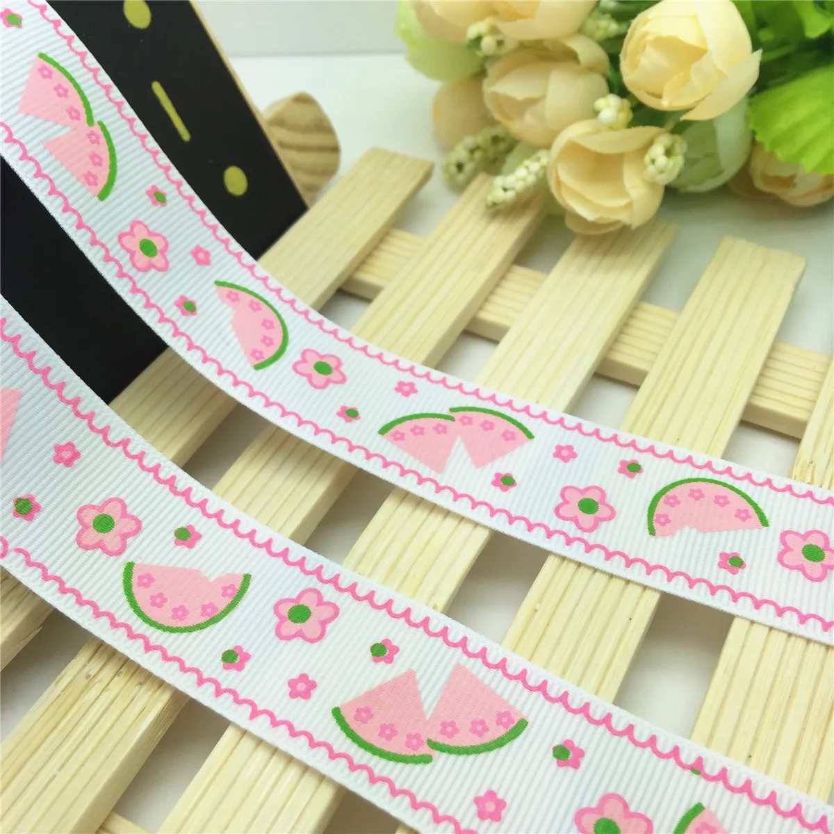 NEW DIY 5 Yard 1'' 25mm Watermelon Printed Grosgrain Ribbon Hair Bow Sewing | Дом и сад