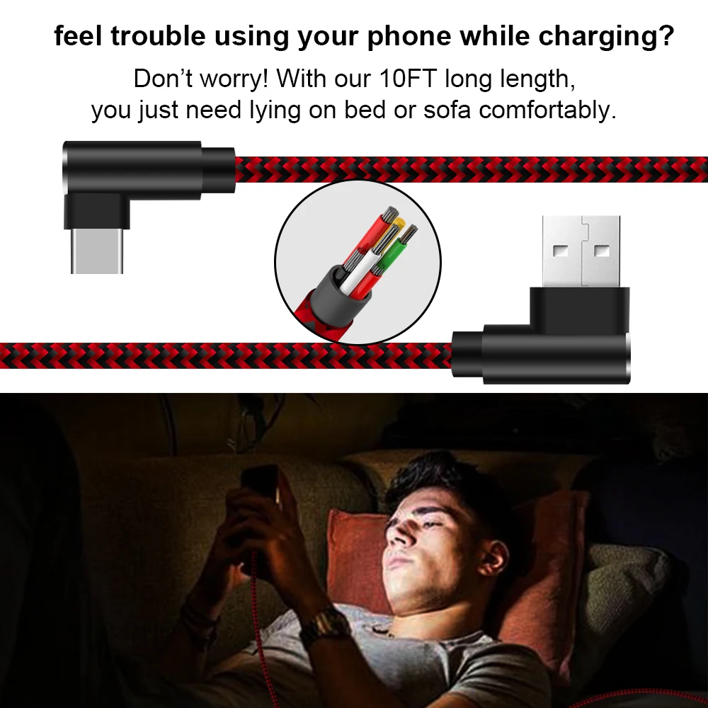 

ANSEIP USB C cable Type-c Charger cable Fast Data Charging Cord Type-c USB Wire For HUAWEI Samsung s10 s9 Xiaomi 9 10 Redmi Note