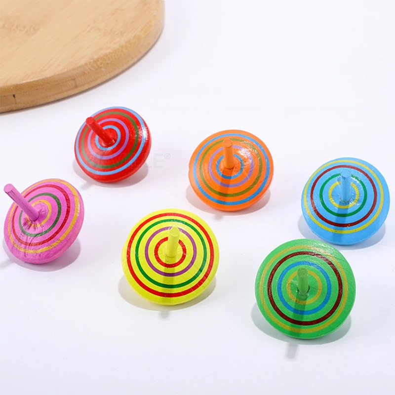 10 шт. Разноцветные деревянные волчки забавные гироскопы разные цвета детские
