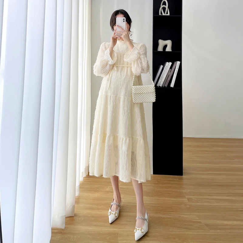 Long Lace Maternity Women Elegant Sweet Maternity Dresses Spring Pregnancy Clothes Long Sleeve Pregnant Women's Loose Outwear enlarge