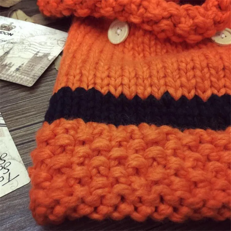 Winter Children Caps Cartoon Fox Knitted Hats For Girls Shawl Baby Photography Props Warm Neck Wrap Kitten Scarf Boys | Детская одежда