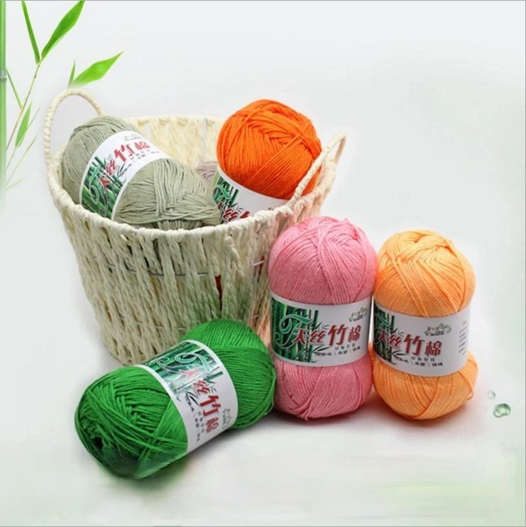 

Tencel bamboo cotton bamboo charcoal cotton milk cotton baby line hand-woven fine wool baby line 50g yarn knitting silk crochet