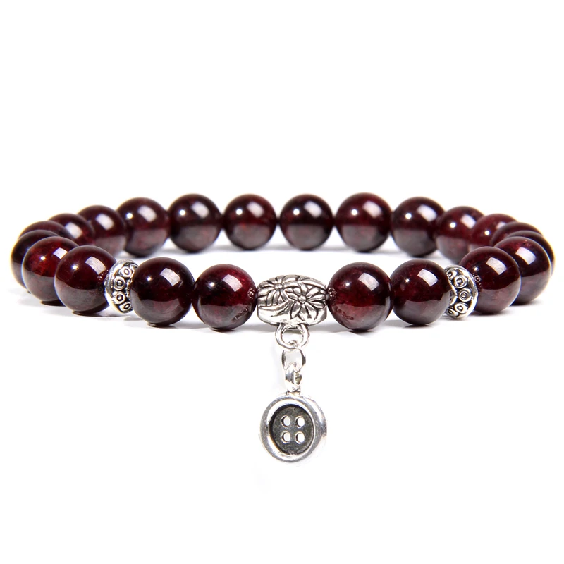 Натуральный гранатовый браслет мужские браслеты для женщин бордовый с бусинами