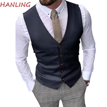 Terno masculino colete casamento noivo colete fino ajuste jaqueta sem mangas v neck colete masculino (4)