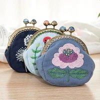 diy coin purse wallet fabric storage bag embroidery materials kits needlework sewing women gift