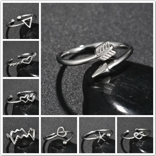 Новые женские кольца в форме сердца регулируемые медные металлические юбилейные