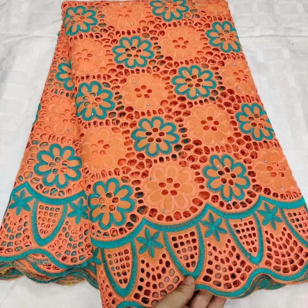 Оптовая торговля африканская швейцарская вуаль кружевная ткань с камнями белая