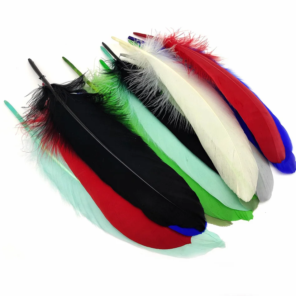 100 шт./лот Твердые Разноцветные перья гусиные для рукоделия натуральные белые