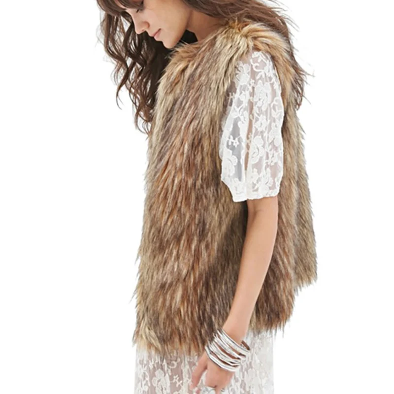 

Hot Women Winter Ladies Coat Warm Faux Fur Vest Coat Sleeveless Covered Button Vest Jacket Waistcoat Outwear