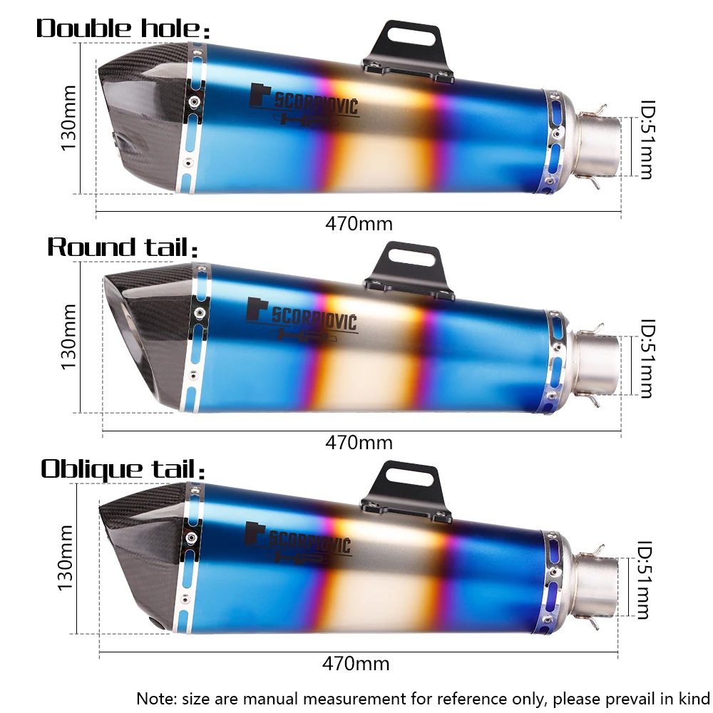 51mm/60mm Motorcycle pipe exhaust with DB killer Exhaust Pipe Muffler Carbon Fiber GP-project |