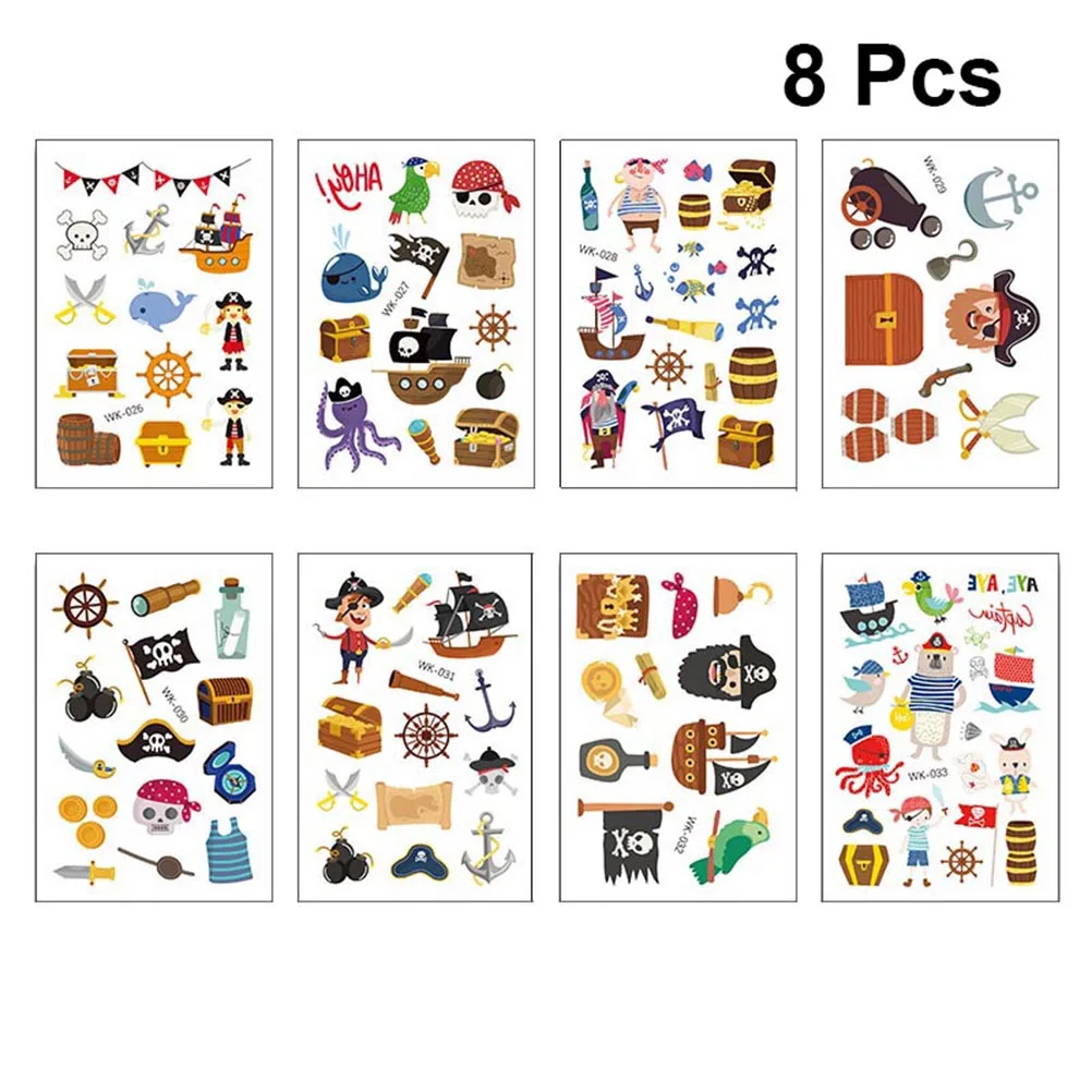 8 шт. прочные нетоксичные временные тату-наклейки для пиратов | Дом и сад