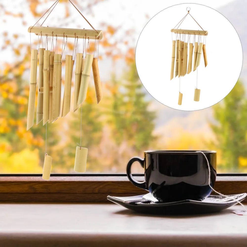 

1pc Delicate Bamboo Wind Chimes Eco-friendly Wind Bell Garden Hanging Decoration