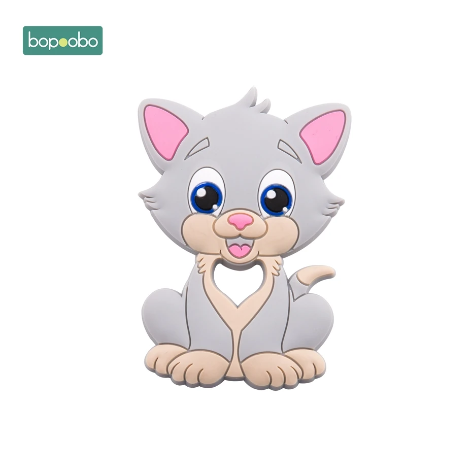 Bopoobo 1 шт., детский прорезыватель, BPA бесплатно, силиконовый Прорезыватель для зубов, Прорезыватель зубов, силиконовый Прорезыватель зубов "Львенок", детский товар, силиконовый Прорезыватель - Цвет: Gray Cat