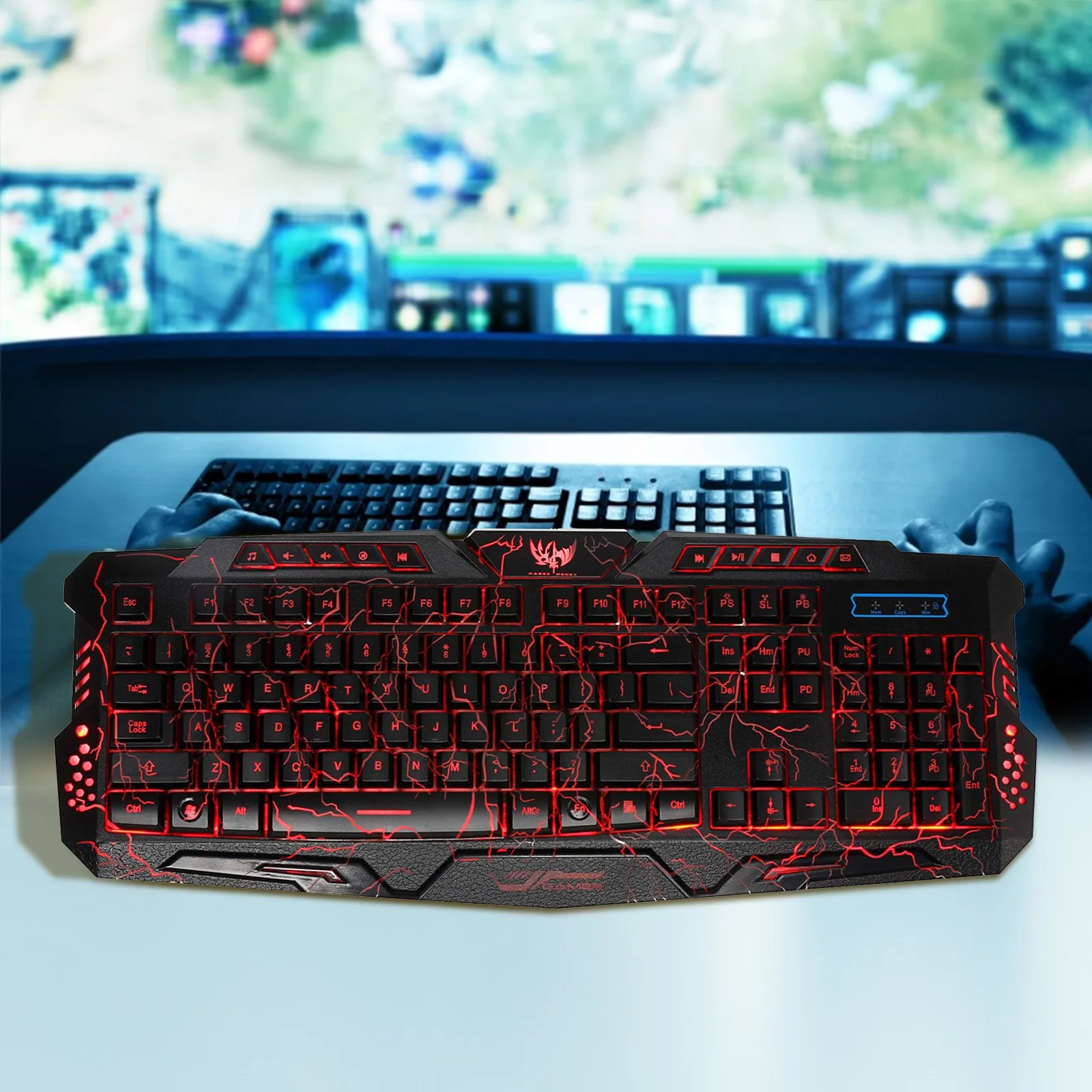 

HIPERDEAL(HIPERDEAL) New HXSJ A877Y Three-color Backlit Multiple RGB Wired USB Keyboard For Win7 / 8 / XP / 2000 For OSX 10.2