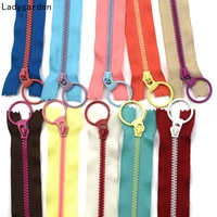 10pcs 20cm plastic resin zippers with lifting ring quoit colorful zipper pull ring zipper for tailor sewing crafts bag garment