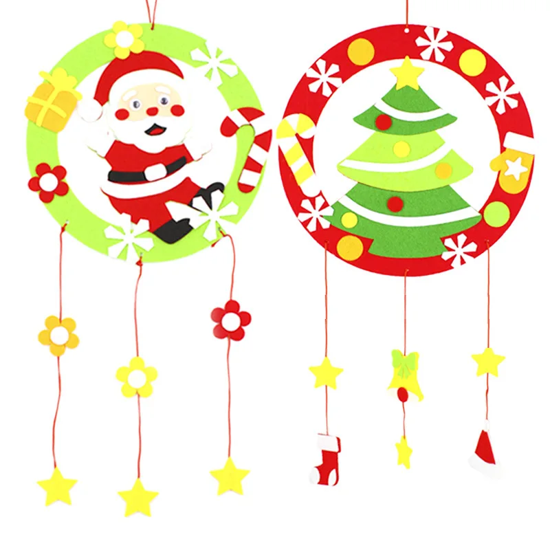 

3 шт./лот Рождественская Нетканая гирлянда «сделай сам», вешалка Санта Клауса, Рождественское украшение для елки, снеговик, Рождество, детский сад, ручная работа, Рождество