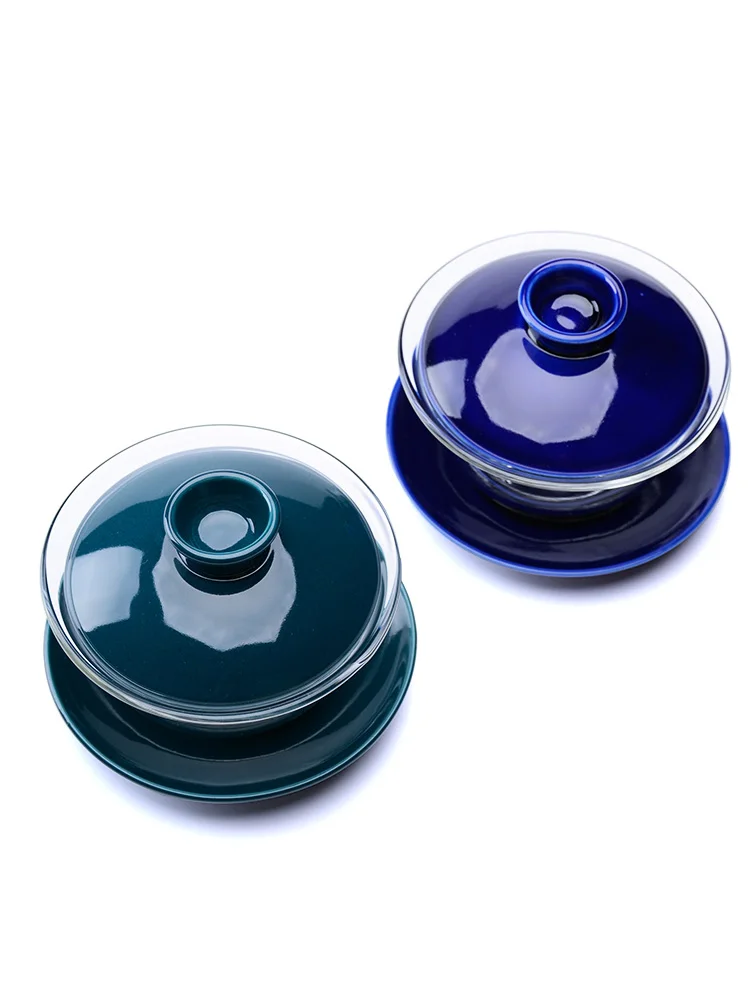 Термостойкая стеклянная чаша с крышкой чайная чашка керамический набор кунг-фу