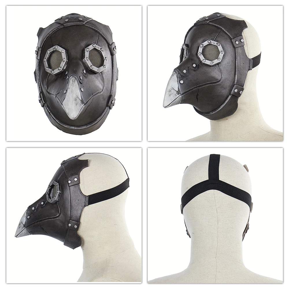 Латексная маска для лица в стиле панк и птицы страшная жуткая маскарадная