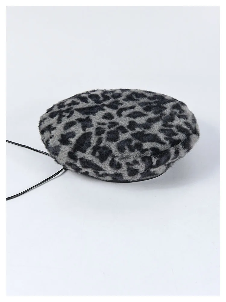 USPOP/Новые осенне-зимние шапки, Модные леопардовые береты, женские береты из кроличьей шерсти, Женская Толстая теплая шапка