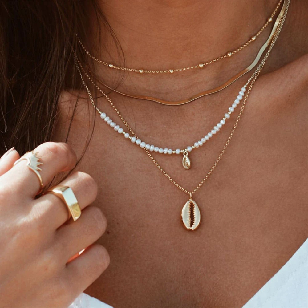 Boho винтажное модное многослойный ожерелье s для женщин Многоэлементный геометрический Хрустальный каменный кулон длинное ожерелье подарок ювелирные изделия