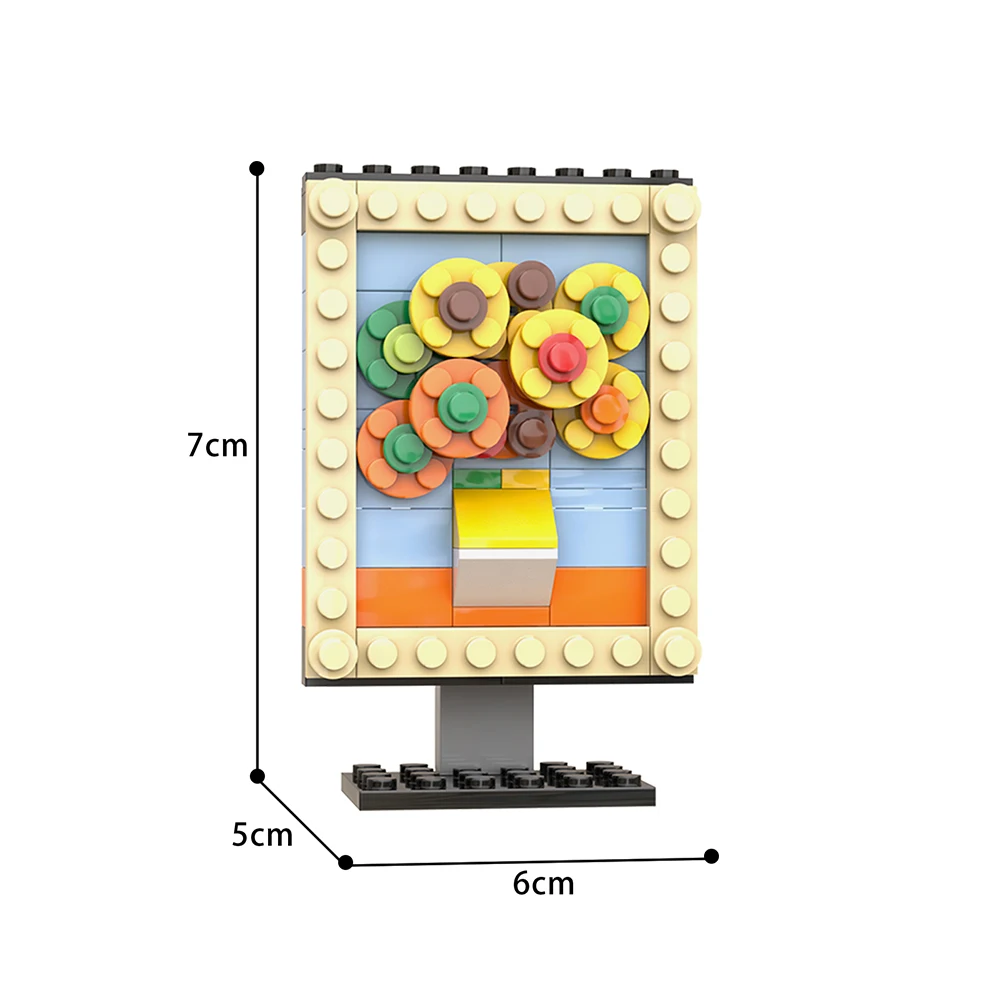 MOC Mini Pixel Pictures Building Blocks Set For Van Sunflowers Human Art Painting Bricks DIY Idea Assemble Toy Children Gift | Игрушки и