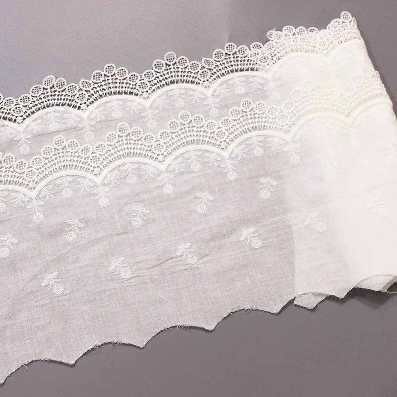 New Pure- Cotton Cloth +milk-silk Double Layer Embroidery Lace Trim Handmade DIY Clothes Accessories Width22cm 3Yard/lot | Дом и сад