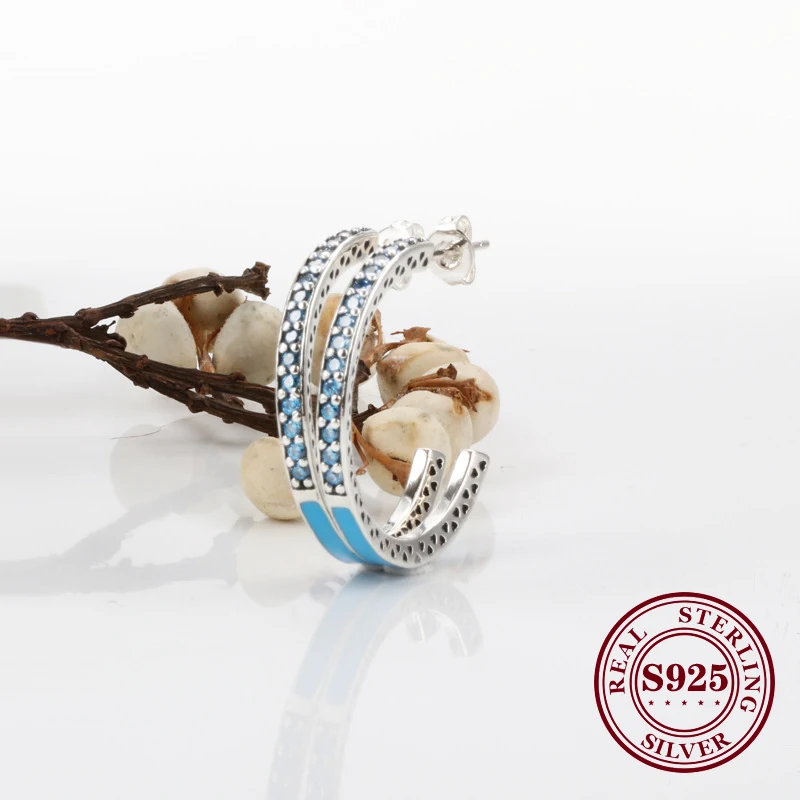 

DoDoFly Valentine Original 925 Silver Epoxy Earrings Color Enamel Earrings Hot Heart-shaped Fashion Shiny Heart Diamond