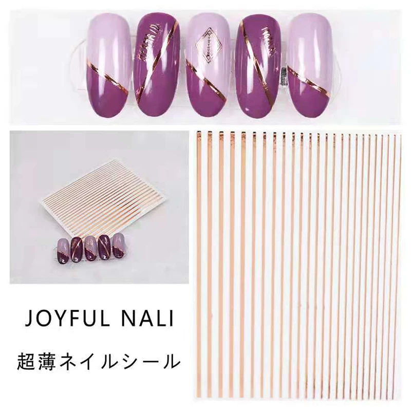 

10PCS Colorful Nail Line Nail Sticker Aurora Colorful Line Thin Nail Patch 3D Adhesive Laser Bronzing Fluorescent Line Sticker